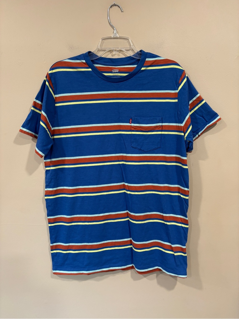 Levi's Men's Short Sleeve Striped Classic Pocket T-Shirt Blue Size L